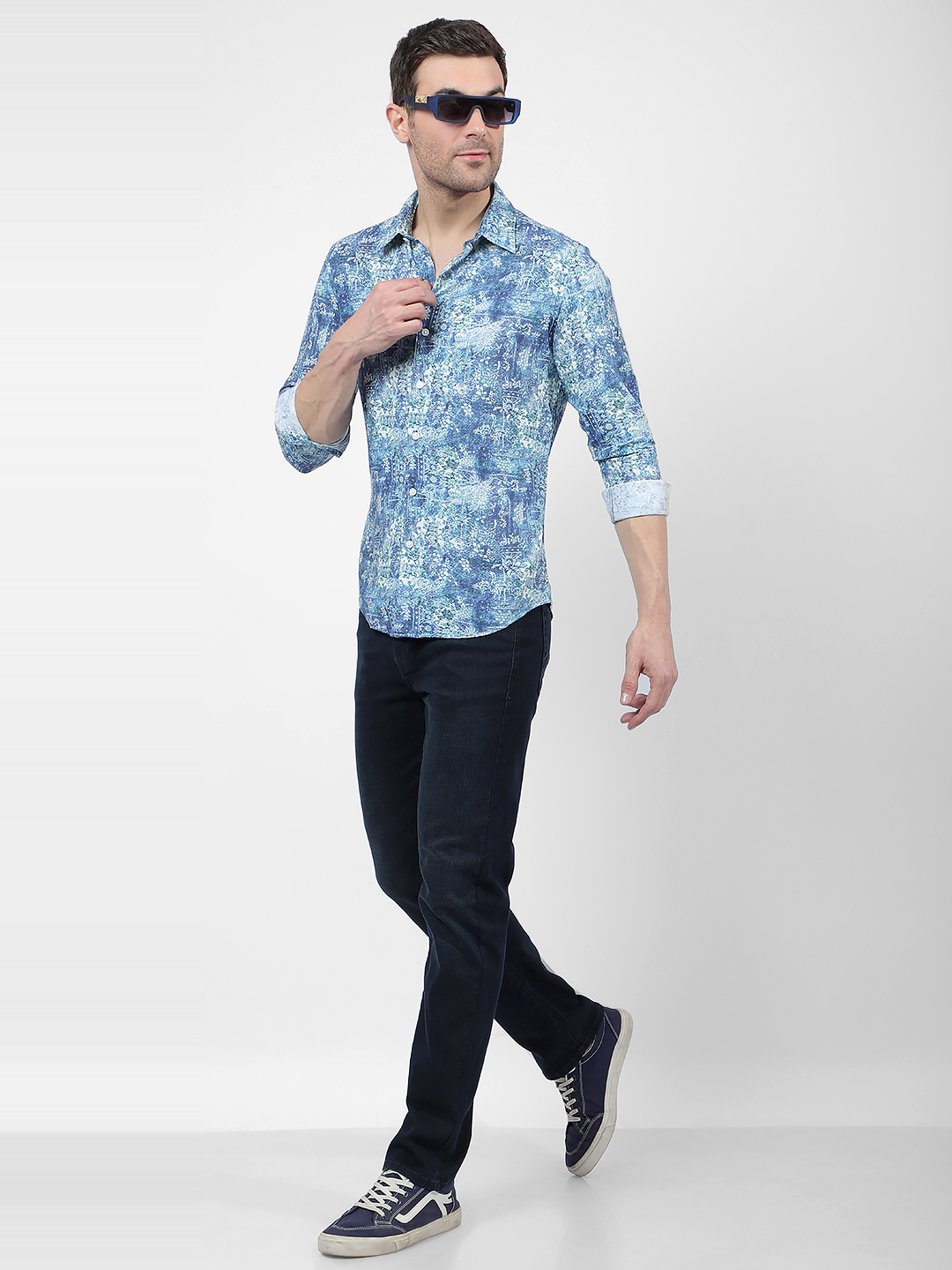 Numero Uno Men Faded Dark Blue Jeans